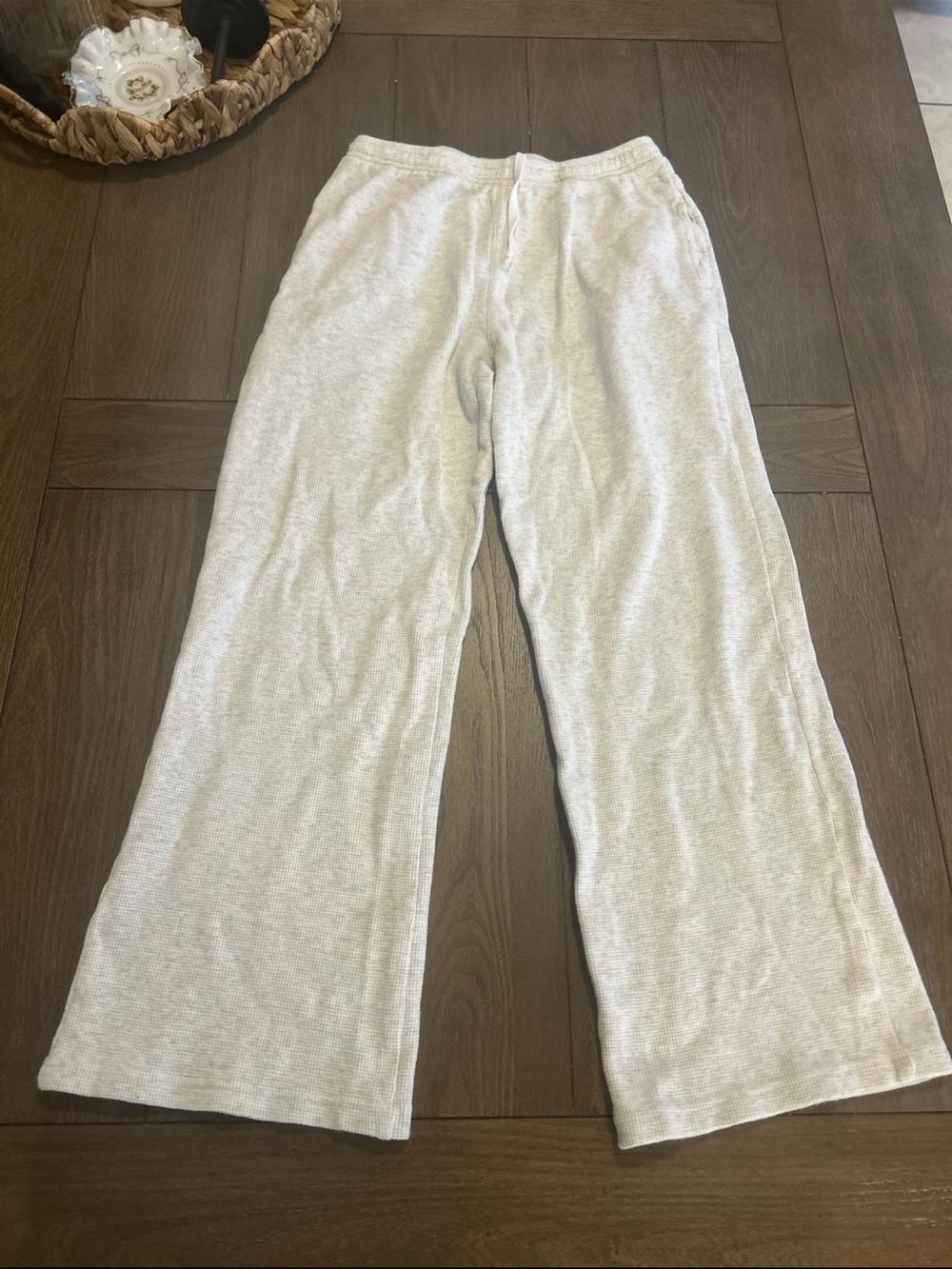 Brandy Melville Light Gray Waffle Knit Lounge Pants